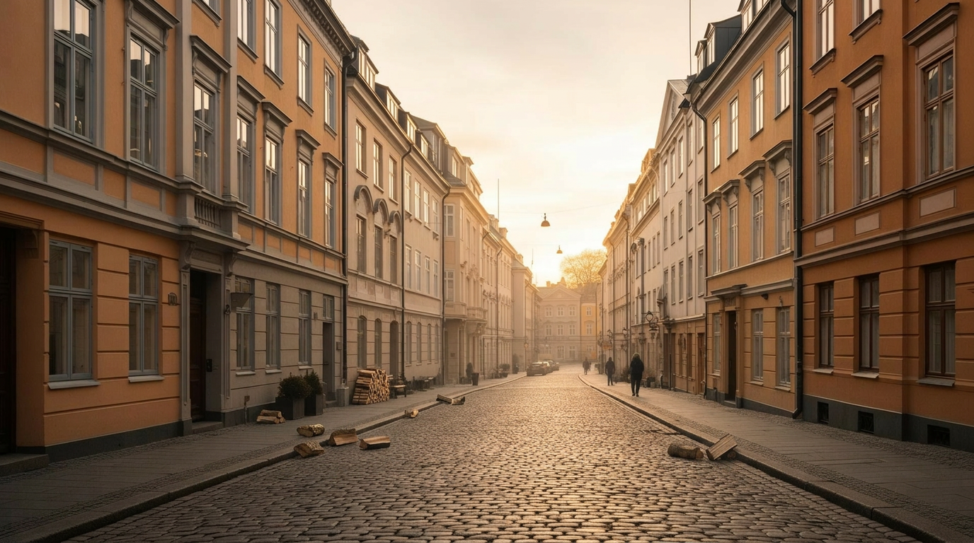 Meltzers gate, Oslo, in early morning sunlight